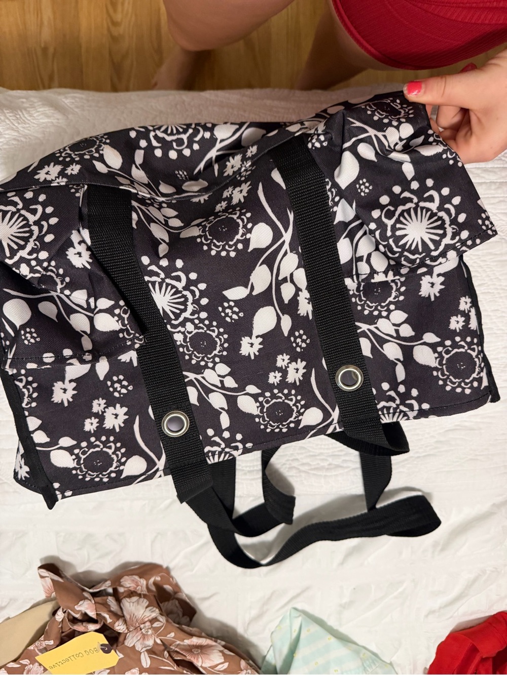 Black & White Floral Everyday Tote Bag